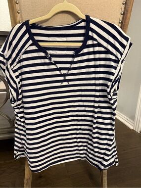 aerie Navy and White Striped Short Sleeve Tee